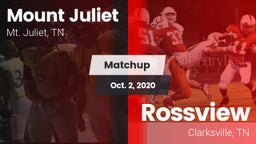 Matchup: Mt. Juliet vs. Rossview  2020
