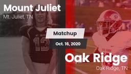 Matchup: Mt. Juliet vs. Oak Ridge  2020