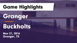 Granger  vs Buckholts  Game Highlights - Nov 21, 2016