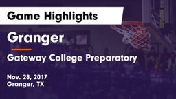 Granger  vs Gateway College Preparatory  Game Highlights - Nov. 28, 2017