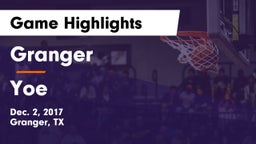 Granger  vs Yoe  Game Highlights - Dec. 2, 2017