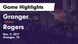 Granger  vs Rogers  Game Highlights - Dec. 9, 2017