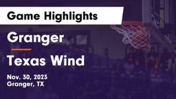 Granger  vs Texas Wind Game Highlights - Nov. 30, 2023
