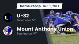 Recap: U-32  vs. Mount Anthony Union  2021