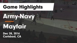 Army-Navy  vs Mayfair  Game Highlights - Dec 28, 2016