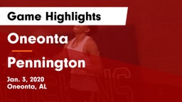 Oneonta  vs Pennington  Game Highlights - Jan. 3, 2020