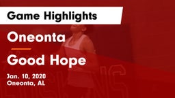 Oneonta  vs Good Hope  Game Highlights - Jan. 10, 2020