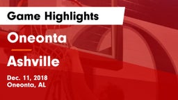 Oneonta  vs Ashville Game Highlights - Dec. 11, 2018