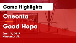 Oneonta  vs Good Hope Game Highlights - Jan. 11, 2019