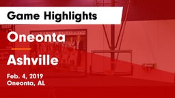 Oneonta  vs Ashville Game Highlights - Feb. 4, 2019