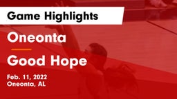 Oneonta  vs Good Hope  Game Highlights - Feb. 11, 2022