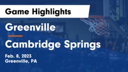 Greenville  vs Cambridge Springs  Game Highlights - Feb. 8, 2023