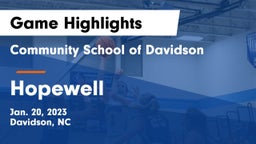 Community School of Davidson vs Hopewell  Game Highlights - Jan. 20, 2023