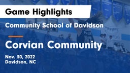 Community School of Davidson vs Corvian Community Game Highlights - Nov. 30, 2022