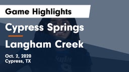 Cypress Springs  vs Langham Creek  Game Highlights - Oct. 2, 2020