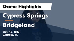 Cypress Springs  vs Bridgeland  Game Highlights - Oct. 13, 2020