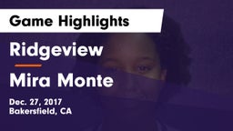 Ridgeview  vs Mira Monte  Game Highlights - Dec. 27, 2017