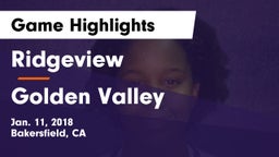 Ridgeview  vs Golden Valley  Game Highlights - Jan. 11, 2018