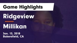 Ridgeview  vs Millikan  Game Highlights - Jan. 13, 2018