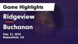 Ridgeview  vs Buchanan  Game Highlights - Feb. 21, 2018