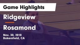 Ridgeview  vs Rosamond Game Highlights - Nov. 30, 2018