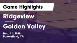 Ridgeview  vs Golden Valley  Game Highlights - Dec. 11, 2018