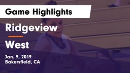 Ridgeview  vs West  Game Highlights - Jan. 9, 2019