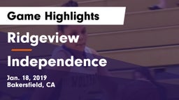 Ridgeview  vs Independence  Game Highlights - Jan. 18, 2019