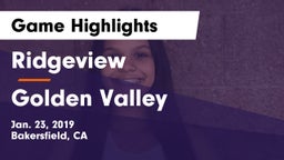Ridgeview  vs Golden Valley  Game Highlights - Jan. 23, 2019