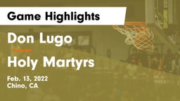 Don Lugo  vs Holy Martyrs Game Highlights - Feb. 13, 2022