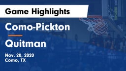 Como-Pickton  vs Quitman  Game Highlights - Nov. 20, 2020