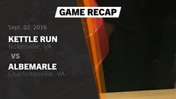 Recap: Kettle Run  vs. Albemarle  2016