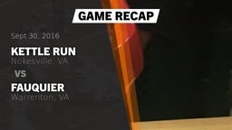 Recap: Kettle Run  vs. Fauquier  2016