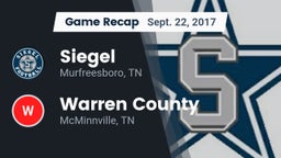 Recap: Siegel  vs. Warren County  2017