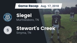 Recap: Siegel  vs. Stewart's Creek  2018
