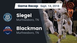 Recap: Siegel  vs. Blackman  2018