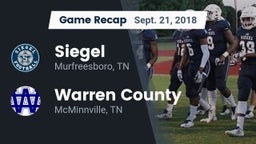 Recap: Siegel  vs. Warren County  2018