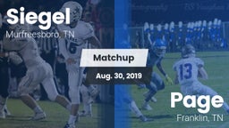 Matchup: Siegel  vs. Page  2019