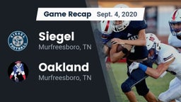 Recap: Siegel  vs. Oakland  2020