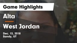 Alta  vs West Jordan  Game Highlights - Dec. 13, 2018