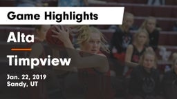 Alta  vs Timpview  Game Highlights - Jan. 22, 2019