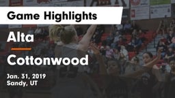 Alta  vs Cottonwood  Game Highlights - Jan. 31, 2019