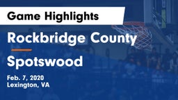 Rockbridge County  vs Spotswood  Game Highlights - Feb. 7, 2020