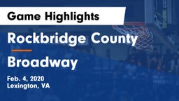 Rockbridge County  vs Broadway  Game Highlights - Feb. 4, 2020