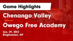 Chenango Valley  vs Owego Free Academy  Game Highlights - Jan. 29, 2022