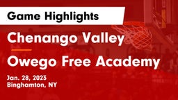 Chenango Valley  vs Owego Free Academy  Game Highlights - Jan. 28, 2023