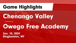 Chenango Valley  vs Owego Free Academy  Game Highlights - Jan. 10, 2024