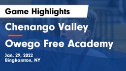 Chenango Valley  vs Owego Free Academy  Game Highlights - Jan. 29, 2022