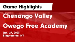 Chenango Valley  vs Owego Free Academy  Game Highlights - Jan. 27, 2023