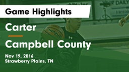 Carter  vs Campbell County  Game Highlights - Nov 19, 2016